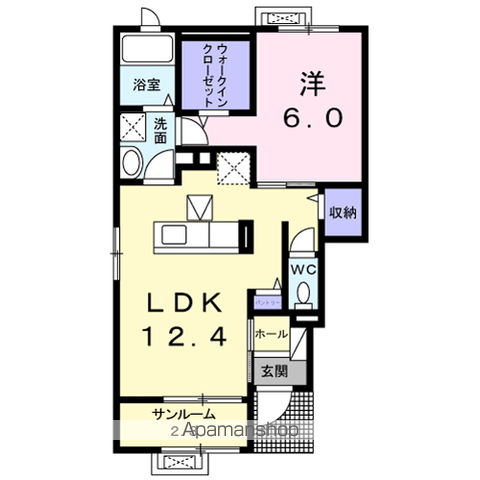 メゾンビオーラ(1LDK/1階)の間取り写真
