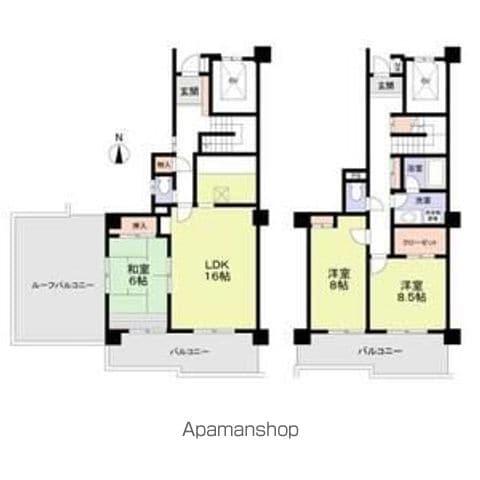 ビラ園生(3LDK/7階)の間取り写真