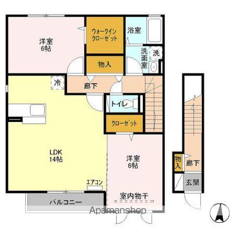 モダンコート千曲B(2LDK/2階)の間取り写真