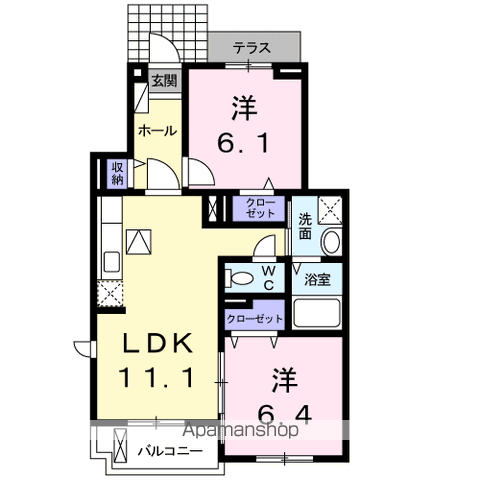 リナリア(2LDK/1階)の間取り写真
