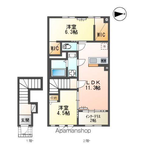 グリーンコート 西の原(2LDK/2階)の間取り写真