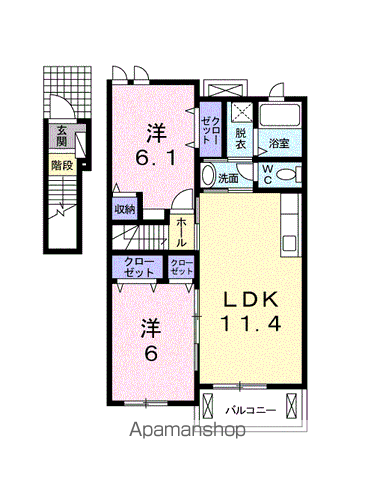 グレイスVILLAⅡ(2LDK/2階)の間取り写真
