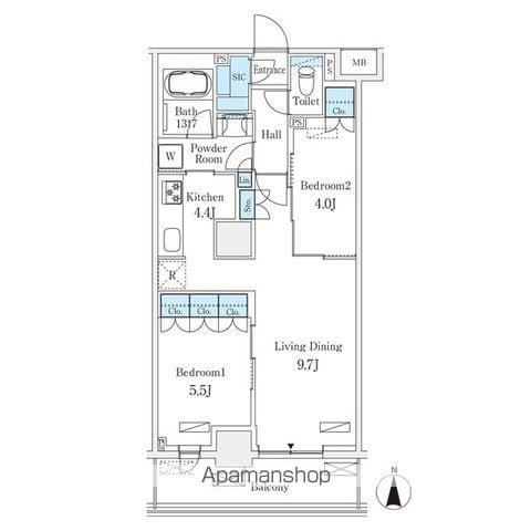 フロンティアレジデンス錦糸公園(2LDK/5階)の間取り写真