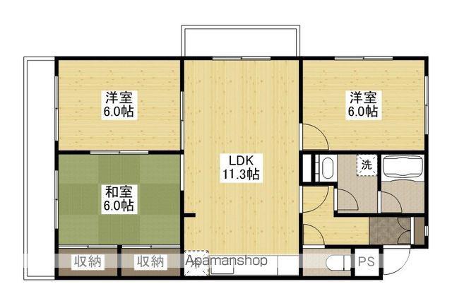 ヴィラ平林Ⅱ(3LDK/3階)の間取り写真