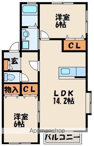 ピュアハイツⅡB棟(2LDK/1階)の間取り写真