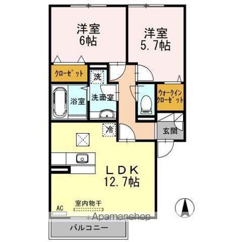 グランセ(2LDK/1階)の間取り写真
