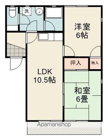 スクウェア25(2LDK/1階)の間取り写真