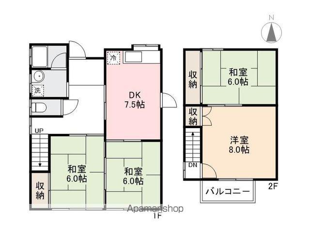 高松琴平電鉄志度線 潟元駅 徒歩3分 2階建 築37年(4DK)の間取り写真