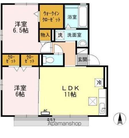 RIVER イースト 北畑 A(2LDK/1階)の間取り写真