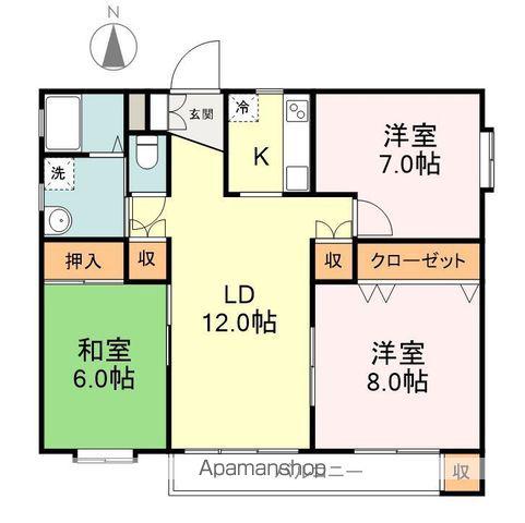 CUBE上杉(3LDK/3階)の間取り写真