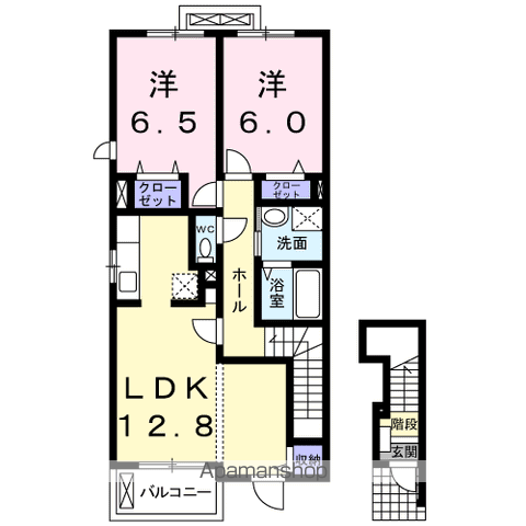 アーデントK(2LDK/2階)の間取り写真