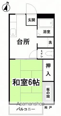 リバーサイド鎌田(1DK/2階)の間取り写真