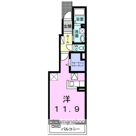 PINE BREEZE壱番館(ワンルーム/1階)の間取り写真