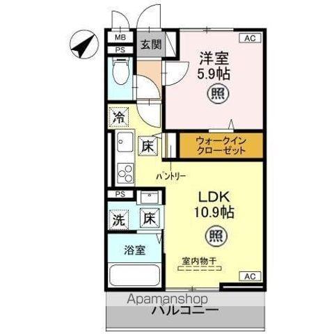 ノーブルヴィラ曙町(1LDK/1階)の間取り写真