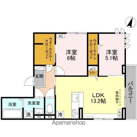 DーROOM鐙(2LDK/3階)の間取り写真
