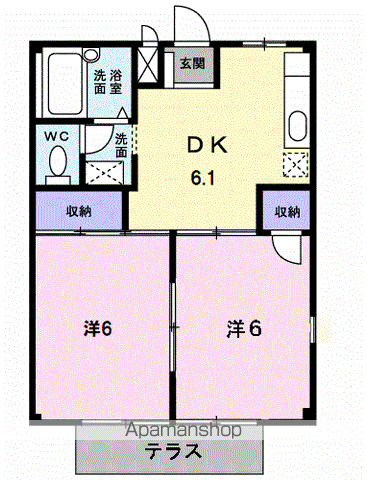 サンシティコスモA(2DK/1階)の間取り写真