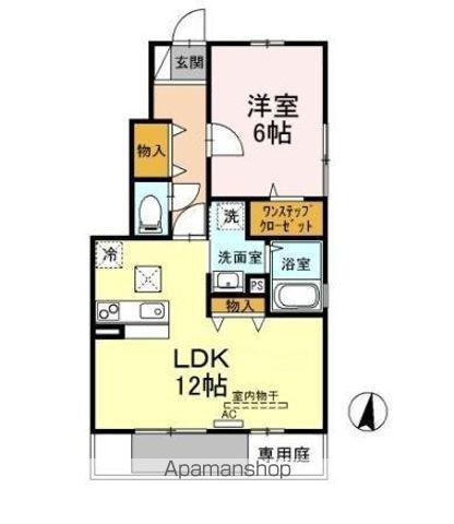 グラン3104 A・B棟(1LDK/1階)の間取り写真