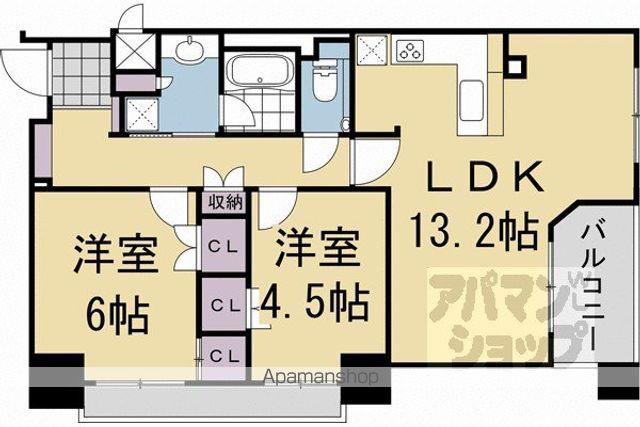 イーグルコートラヴァン御池(2LDK/9階)の間取り写真
