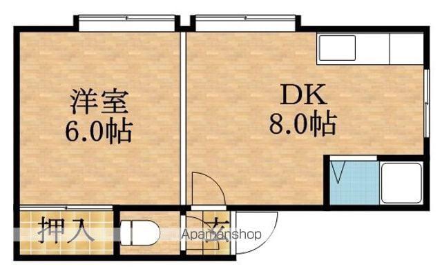 ピュアパレス(1DK/2階)の間取り写真