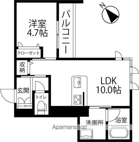 ジョルナーレ香林坊(1LDK/3階)の間取り写真