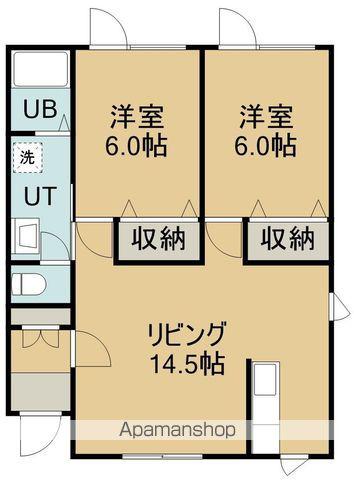 サンライフ亀田港A(2LDK/1階)の間取り写真
