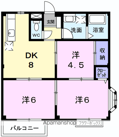 ヴィラ富士見台(3DK/2階)の間取り写真