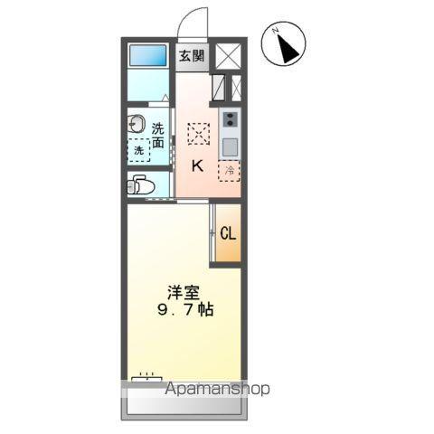 ハピネス(1K/1階)の間取り写真