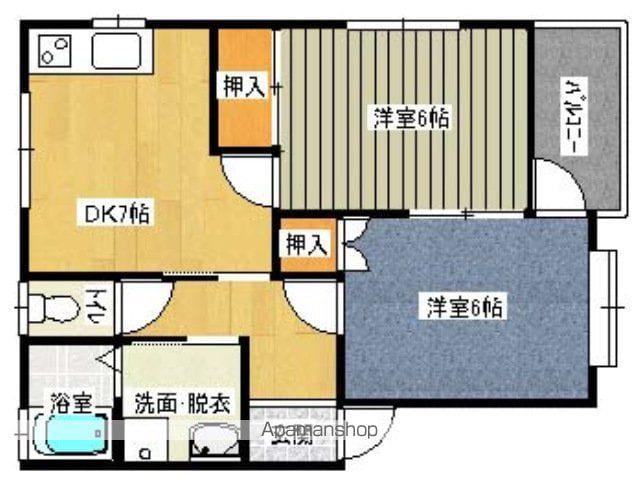 エトワール弓井(2DK/1階)の間取り写真