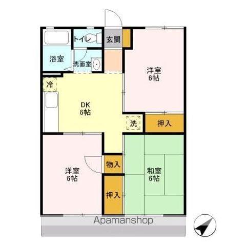 サンパレストミタ(3DK/1階)の間取り写真