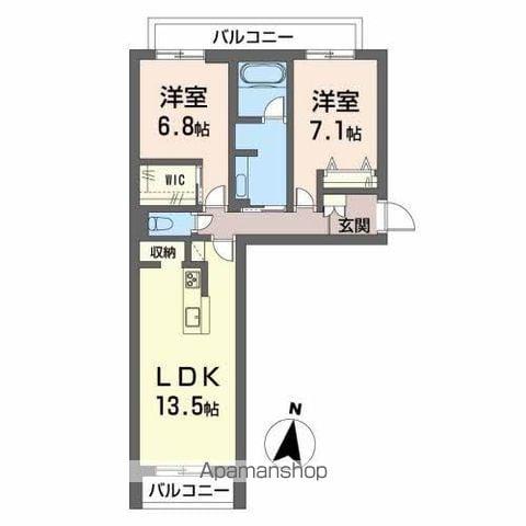 ベレオガーデンズHANA(2LDK/3階)の間取り写真
