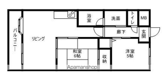 ダイアパレスシアース万代南棟(2LDK/5階)の間取り写真