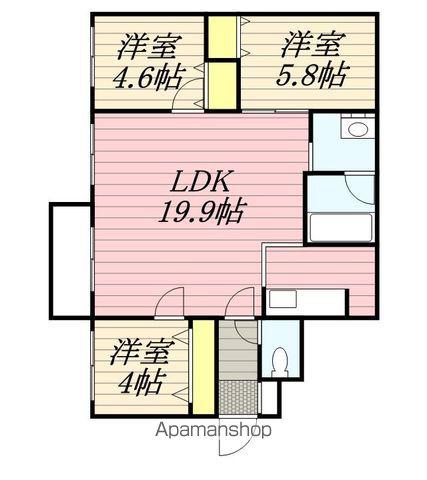 LOTUS ウエスト(3LDK/3階)の間取り写真