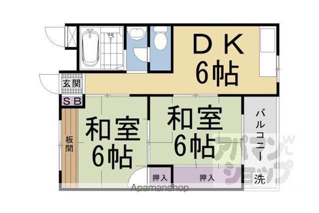 サンハイム笹野(2DK/1階)の間取り写真
