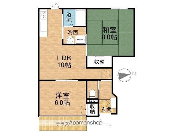 メガロンイーリスA棟(2LDK/1階)の間取り写真