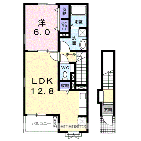 グレイスガーデン東鳥生 Ⅰ(1LDK/2階)の間取り写真