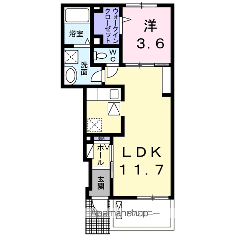 プレジール Ⅱ(1LDK/1階)の間取り写真
