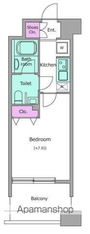 レジディア島津山(1K/2階)の間取り写真