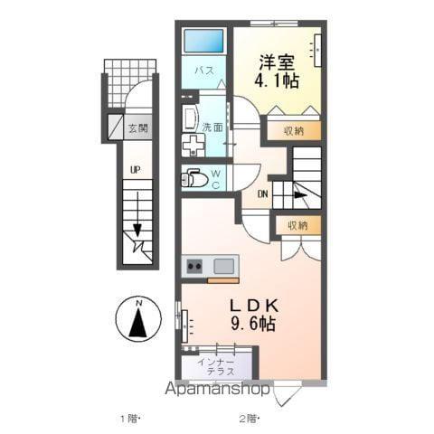 ひたちなか市大平アパート(1LDK/2階)の間取り写真