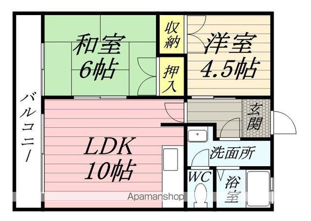 コーポラス田主丸Ⅱ(2LDK/1階)の間取り写真