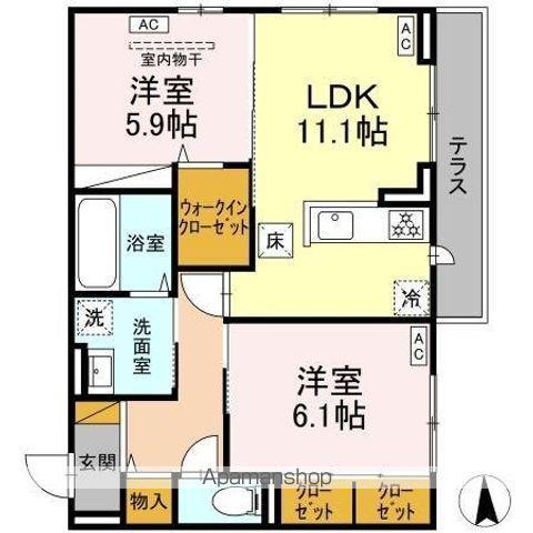 ヴィラージュ(2LDK/1階)の間取り写真