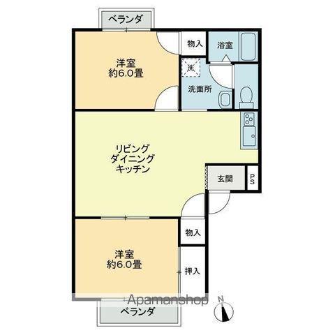 フォブール吉峰ⅡB(2LDK/1階)の間取り写真