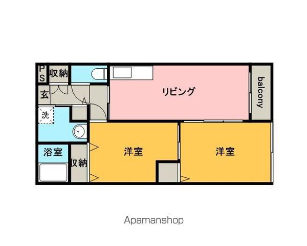 ラフィーネ東谷山(2DK/3階)の間取り写真