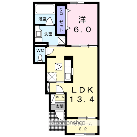 ヴィオーラ御園(1LDK/1階)の間取り写真
