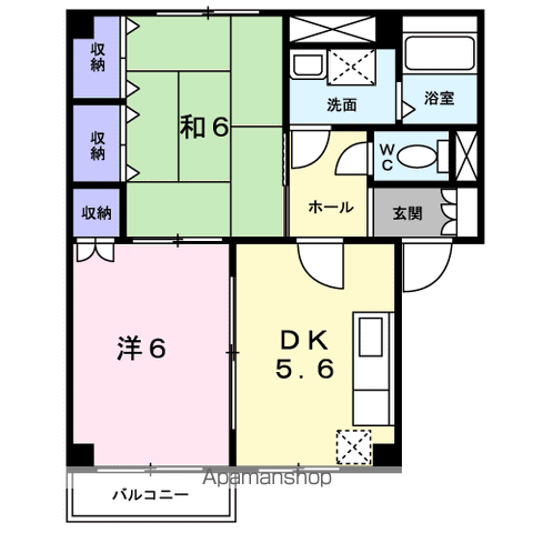 グリーンパレスⅠ(2DK/1階)の間取り写真