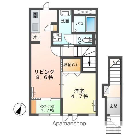 ラスターメールA(1LDK/2階)の間取り写真