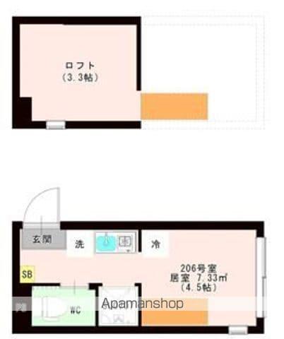 OTAS 代田橋(ワンルーム/1階)の間取り写真