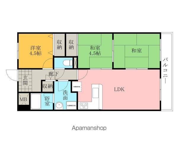 ヒュース一丘弐番館(3LDK/3階)の間取り写真