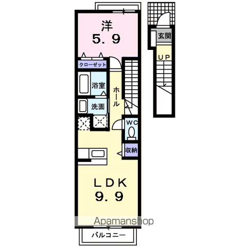ヴィラ城内(1LDK/2階)の間取り写真