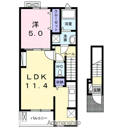 カルム・K(1LDK/2階)の間取り写真