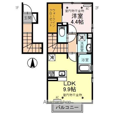 GRAND SERENA(1LDK/2階)の間取り写真